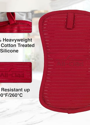 All-Clad Premium Pot Holder & Heating Pad, (1-Pack) Heat Resistant to 500 Degrees, 100% Cotton 10"x6.25" for Kitchen and Barbeque, Chili Red