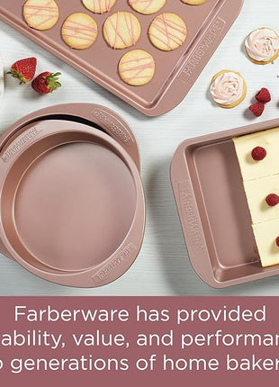 Farberware Nonstick Bakeware, Nonstick Cookie Sheet / Baking Sheet - 10 Inch x 15 Inch, Rose Gold Red