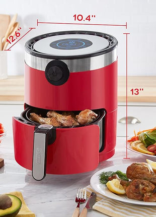 Dash DMAF360GBRD02 Aircrisp® Pro Digital Air Fryer + Oven Cooker with Digital Display + 8 Presets, Temperature Control, Non Stick Fry Basket, Recipe Guide + Auto Shut Off Feature, 3qt, Red