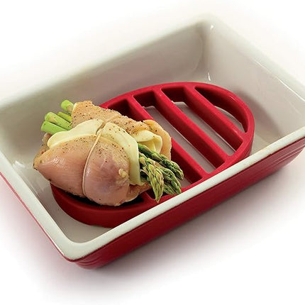 Norpro 405 Oval Silicone Roast Rack, Red 9x6