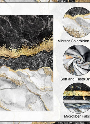 Boyiee Set of 6 Marble Kitchen Towels Gold Black Marble Tea Dish Towels 24 x 16 Inches Modern Absorbent Hand Washcloths Housewarming Gifts for Farmhouse Kitchen Bathroom Decorations