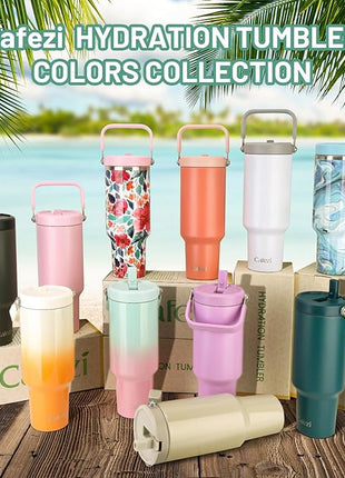 40 oz Tumbler with Lid and Straw, Stainless Steel Vacuum Insulated Tumblers with Flip Straw and Top Handle, Reusable Insulated Water Bottle for Home, Office, Leakproof, Fit in Cup Holder