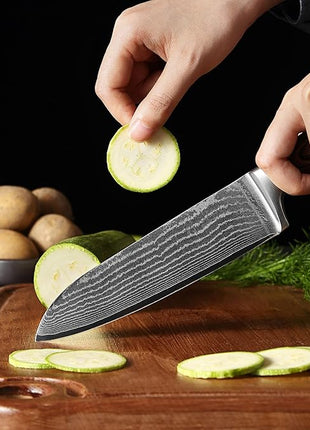 Wakoli EDIB 2-Piece Damascus Kitchen Knife Set – Santoku & Small Santoku with VG10 Core made of 67-Layer Damascus Steel Blades – Professional Chef Knives with Ergonomic Pakkawood Handles in Gift Box