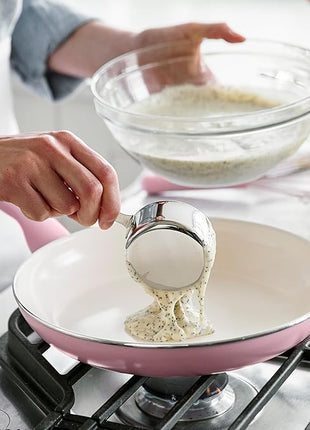 GreenPan Rio Hard Anodized Healthy Ceramic Nonstick, 7" 9.5" and 11" 3 Piece Frying Pan Skillet Set, Soft Grip Handle, PFAS-Free, Dishwasher Safe, Oven Safe, Pink