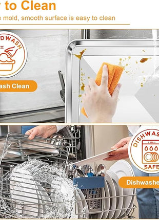 Air Fryer Baking Pan & Grill Rack Set for Breville Countertop Oven BOV845BSS, 14''×11.6''&11.77''×11.77', Nonstick Stainless Steel Set 360°Heating Grilling Oven Accessories for Family Cooking