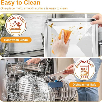 Air Fryer Baking Pan & Grill Rack Set for Breville Countertop Oven BOV845BSS, 14''×11.6''&11.77''×11.77', Nonstick Stainless Steel Set 360°Heating Grilling Oven Accessories for Family Cooking