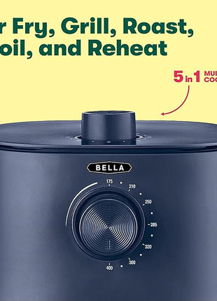 BELLA 2.9QT Manual Air Fryer, No Pre-Heat Needed, No-Oil Frying, Fast Healthy Evenly Cooked Meal Every Time, Removeable Dishwasher Safe Non Stick Pan and Crisping Tray for Easy Clean Up, Matte Blue