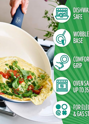 GreenLife Soft Grip Healthy Ceramic Nonstick 12 Piece Cookware Pots and Pans Set, PFAS-Free, Dishwasher Safe, Blue