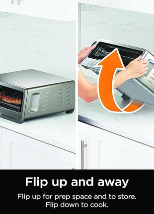 Ninja Flip Toaster Oven&Air Fryer, 8-in-1 Functionality, Flip Up&Away Capability for Storage Space, LargeCapacity, Air Fry Basket, SheetPan, Wire Rack&Removable Crumb Tray, Stainless,1800 watts, SP151