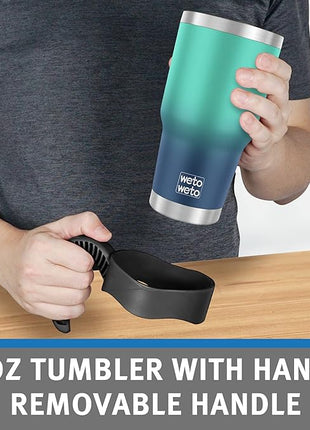 WETOWETO 30 oz Tumbler with 2 Straws and 2 Lids, Stainless Steel Insulated Vacuum Coffee Tumbler Cup, Double Wall Leakproof Travel Mug (Green-Blue Gradient, 1 Pack)