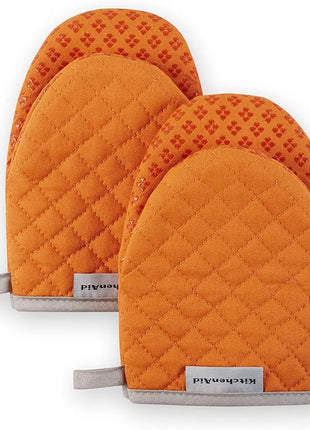 KitchenAid Asteroid Mini Oven Mitt Set, 5.5"x8", Honey Orange, 2 Piece