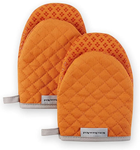 KitchenAid Asteroid Mini Oven Mitt Set, 5.5"x8", Honey Orange, 2 Piece