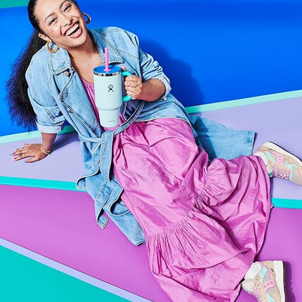 Hydro Flask 32 Oz Travel Tumbler with Handle, Lid and Straw - Insulated Stainless Steel in 32 Oz Polar Plunge