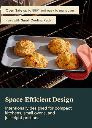 Caraway Nonstick Ceramic Small Baking Sheet Duo (9x13”) – Non-Toxic, PTFE & PFOA Free – Oven Safe – Aluminized Steel Core – Mini Sheet Pan for Baking, Roasting & More - Perracotta