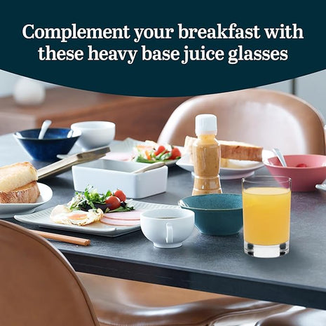 Libbey Fruit Juice Glasses, Heavy Base Glasses Drinking Set of 8, Breakfast Juice Cups, Everyday Clear Drinking Glasses for Cold Drinks