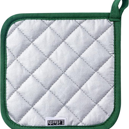 100% Cotton Kitchen Everyday Basic Terry Pot Holder Heat Resistant Coaster Potholder for Cooking and Baking Set of 5 Dark Green