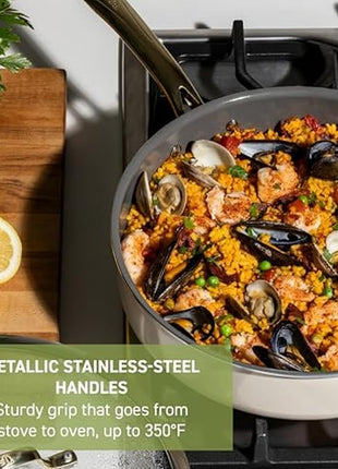 T-Fal Preserve Ceramic Nonstick Frying Pan Skillet 12-inch, Oven Broiler Safe up to 350°F Cookware, InoCeram Glide Technology, Frying Pan, Skillet Pots & Pans, Beige