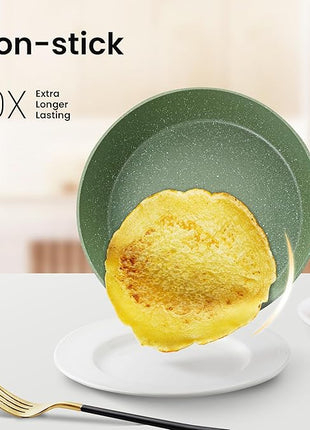 Kitchen Academy Pots and Pans Set Nonstick, 30 Pieces Induction Kitchen Cookware and Bakeware Sets, Green Granite Coating Cooking Pans Set