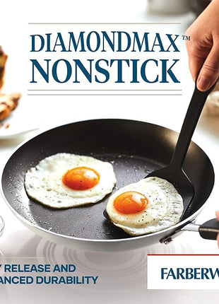 Farberware Cookstart DiamondMax Nonstick Frying Pans/Skillet Set, Dishwasher Safe, 8.25 Inch and 10 Inch, Silver