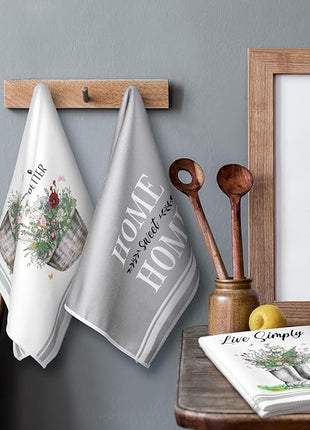 Boyiee Set of 6 Floral Kitchen Towels Wildflower Dish Towels Butterfly Truck Tea Towels 24 x 16 Inches Absorbent Hand Towels Flower Lover Housewarming Gifts for Farmhouse Kitchen Bathroom Decorations