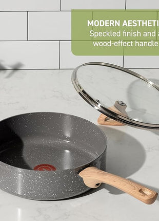 T-fal Revive Ceramic Cookware Sets, Pots and Pans Set Nonstick, (12 pieces), Ceramic Non stick Coated, Frying Pan, Oven Safe Up To 350°F, Grey Granite