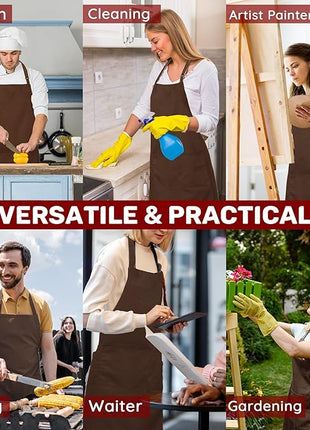 2 Pcs Plus Size Chef Apron, Unisex Professional Apron with 2 Pockets for Cooking, Work, Baking (Larger Size)