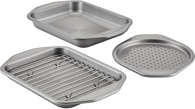 Circulon Total Bakeware Nonstick Toaster Oven & Personal Pizza Pan Baking Set, 4-Piece