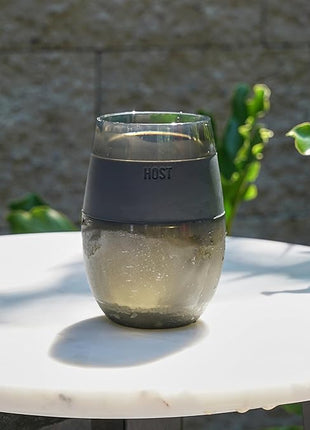 HOST Wine Freeze Cooling Cup, Plastic Double Wall Insulated Freezable Drink Chilling Tumbler with Freezing Gel Wine Glasses for Red and White Wine, Set of 1, 8.5 oz, Smoke