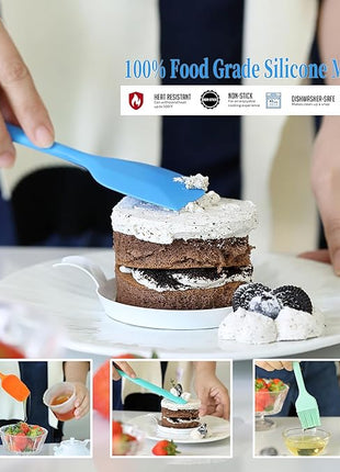 6PCS Silicone Spatulas, MONGSEW Food Grade Heat Resistant Rubber Spatula Set, Kitchen Spatulas for Baking, Cooking and Mixing, BPA-Free, Dishwasher Safe (Set of 6, Multi Colors)