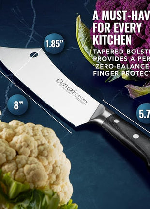 Cutluxe Cleaver Chef Knife – 8" Meat Cleaver Butcher Knife – German Steel Blade, Full Tang, Ergonomic Handle Design – Artisan Series