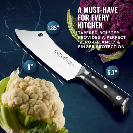 Cutluxe Cleaver Chef Knife – 8" Meat Cleaver Butcher Knife – German Steel Blade, Full Tang, Ergonomic Handle Design – Artisan Series