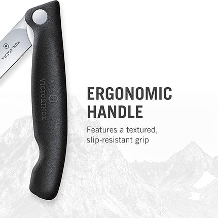 Victorinox Swiss Classic Foldable Paring Knife, Straight Edge Black 4.3 in