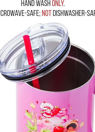 Silver Buffalo Care Bears and Strawberry Shortcake Ombre Stainless Steel Tumbler with Handle, Fits in Standard Cup Holder, 40 Ounces