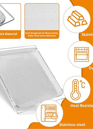Air Fryer Oven Basket Replacement Baking Trays for Ninja Foodi DT251 DT201 Series Air Fryer Oven, Mesh Basket，Air Fryer Accessories for Ninja Foodi 10-in-1 Smart XL Air Fry Oven