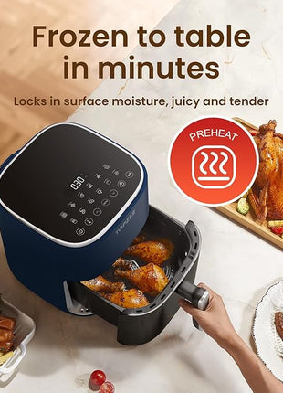 TOPZEE Air Fryer 12-in-1, Compact & Large 5.5-Qt Airfryer, 100-400℉ Precise Heat, 360°Hot Air Circulation, 95% Less Oil, Quick Easy Meals, Bake, Dry, Reheat, Frozen, Broil, Proof