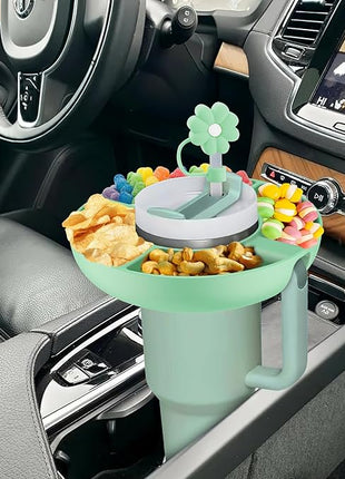 Snack Bowl for Stanley Cup 40 oz with Handle-Perfectly Compatible with Stanley Quencher H2.0 Tumbler 40 oz with Handle, Reusable Silicone Snack Tray, Stanley cup accessories (teal Snack Bowl)