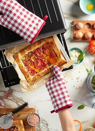 KitchenAid Gingham Oven Mitt 2-Pack Set, Passion Red, 7"x13"