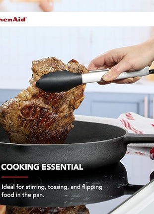 KitchenAid Silicone Tipped Stainless Steel Tongs, Black, 9 Inch