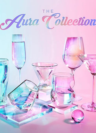 Dragon Glassware Stemless Martini Glasses - 7 oz Iridescent Set of 2 - Double Wall Insulated Cocktail Glass Set - Unique and Fun Gift for Espresso Martini Lovers