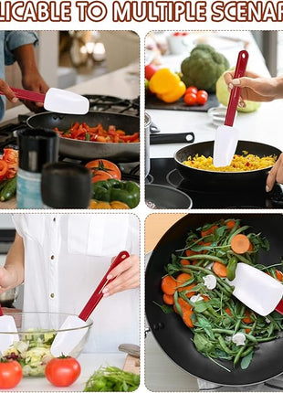 Set of 3 High Temp Silicone Spatulas Heat Resistant Rubber Commercial Heavy Duty Silicone Scraper Spatula with Handle for Kitchen Baking Cooking(10 x 2 Inches,Spoon Spatula)