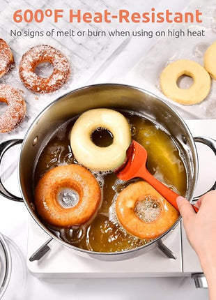 Heat Resistant Silicone Spatula Set: U-Taste 600ºF High Temp Seamless Food Grade Utensil, Flexible Rubber Silicon Kitchen Cooking Mixing Baking Scraper for Nonstick Cookware Set of 4 (Orange)