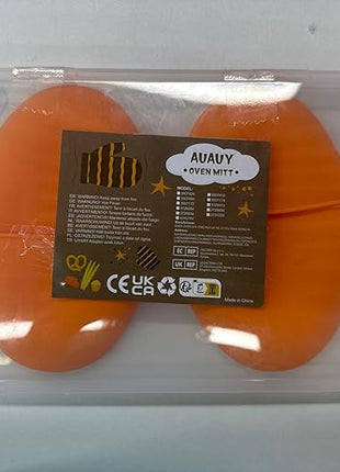 AUAUY 1 Pair Mini Silicone Oven Mitts, Heat Resistant Pot Holders Mitts, Cute Oven Pinch Grip Gloves, Small Potholders for Kitchen, Air Fryer Mitts Pair for Cooking, Baking and Grilling (Orange)