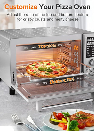 Nuwave Bravo Pro Smart 21QT Toaster Oven Air Fryer Combo, Convection Oven Countertop, 10 functions all in 1, with even & quick crisp technology, 50-450°F, 1800W, Stainless Steel