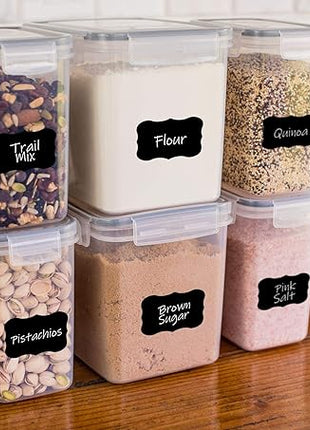 Simply Gourmet Airtight Food Storage Containers with Lids – 6 Piece Assorted Size Kitchen Pantry Organization Set, BPA-Free Clear Plastic, Stackable Containers for Cereal, Flour, Sugar, Rice, Snacks