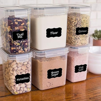 Simply Gourmet Airtight Food Storage Containers with Lids – 6 Piece Assorted Size Kitchen Pantry Organization Set, BPA-Free Clear Plastic, Stackable Containers for Cereal, Flour, Sugar, Rice, Snacks