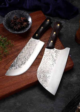 DRAGON RIOT Chef Butcher Knife Set for Meat Cutting with Roll Bag, 12 PCS Japanese Forged Chef Knives Set for Men and Women Gift for Men