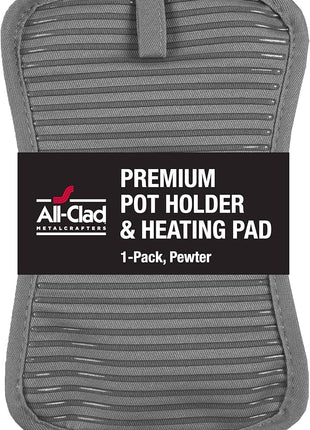 All-Clad Premium Pot Holder & Hot Pad: Heat Resistant to 500 Degrees - 100% Cotton, 10""x6.25"" Hot Pad for Kitchen and Barbeque, (1-Pack), Pewter