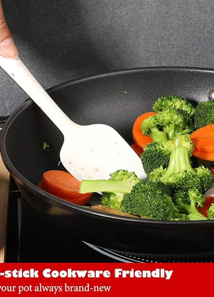 Heat Resistant Silicone Spatulas Set 6pcs, Seamless Design Non-Stick Mixing Spatulas with Stainless Steel Core, Premium BPA-Free Rubber Spatula Baking Cooking Utensile for Home Kitchen BBQ (white)