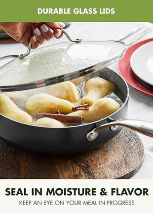 GreenPan 22 Piece Valencia Pro Ceramic Nonstick Cookware Set, PFAS-Free, Induction Ready, Hard Anodized Pots & Pans with Lids, Compatible on All Cooktops, Dishwasher & Oven Safe, Gray