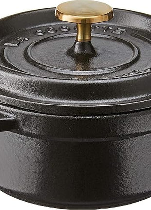 STAUB Cast Iron Dutch Oven 0.5-qt Round Cocotte, Made in France, Serves 1, Matte Black